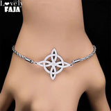Irish Knot Charm Bracelet Stainless Steel Chain Women Celtics Knot Wicca Bracele