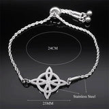 Irish Knot Charm Bracelet Stainless Steel Chain Women Celtics Knot Wicca Bracele