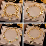 316L Stainless Steel Retro Minority Drop Painting Titanium Steel Charm Bracelet