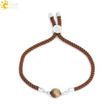 A-Z Initial Stone Bead Charm Bracelet Adjustable Nylon Rope