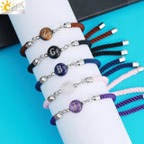 A-Z Initial Stone Bead Charm Bracelet Adjustable Nylon Rope