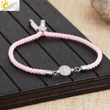 A-Z Initial Stone Bead Charm Bracelet Adjustable Nylon Rope