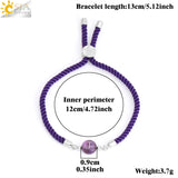 A-Z Initial Stone Bead Charm Bracelet Adjustable Nylon Rope