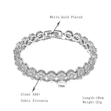 CZ Tennis Bracelet Women Round Flower Charm Bangle Engagement