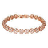 CZ Tennis Bracelet Women Round Flower Charm Bangle Engagement