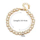 Heart Zircon Stainless Steel Bracelet Women Adjustable Charm Wedding