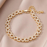 Heart Zircon Stainless Steel Bracelet Women Adjustable Charm Wedding