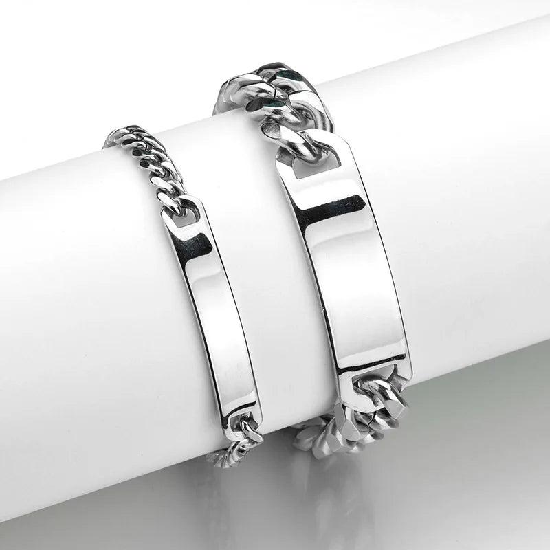 Couples Nameplate Bracelets Stainless Steel Chains Charm Men's Accessories