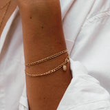 Initial Micro Pave Letter Charm Bracelet Stainless Steel Chain Women Jewelry