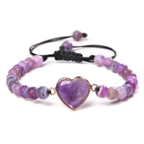 Snakeskin Stone Bracelet with Heart Charm