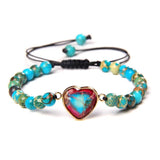 Snakeskin Stone Bracelet with Heart Charm