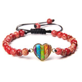 Snakeskin Stone Bracelet with Heart Charm