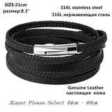 Men Leather Weave Bracelet Cowhide Rope Chain Bangle Jewelry