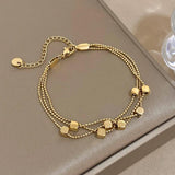 Stainless Steel Cube Bead Bracelet Layered Chain Waterproof