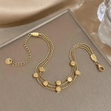 Stainless Steel Cube Bead Bracelet Layered Chain Waterproof