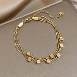 Stainless Steel Cube Bead Bracelet Layered Chain Waterproof
