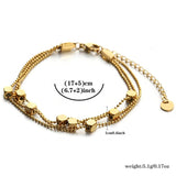 Stainless Steel Cube Bead Bracelet Layered Chain Waterproof