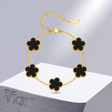 Classic Flower Charm Bracelet for Women, Cable Chain Wristband Jewelry