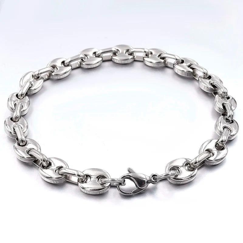 Stainless Steel Coffee Bead Link Bracelet Men Women