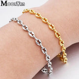 Stainless Steel Coffee Bead Link Bracelet Men Women