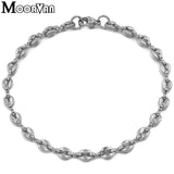 Stainless Steel Coffee Bead Link Bracelet Men Women