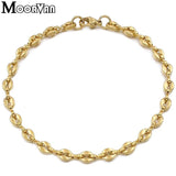 Stainless Steel Coffee Bead Link Bracelet Men Women