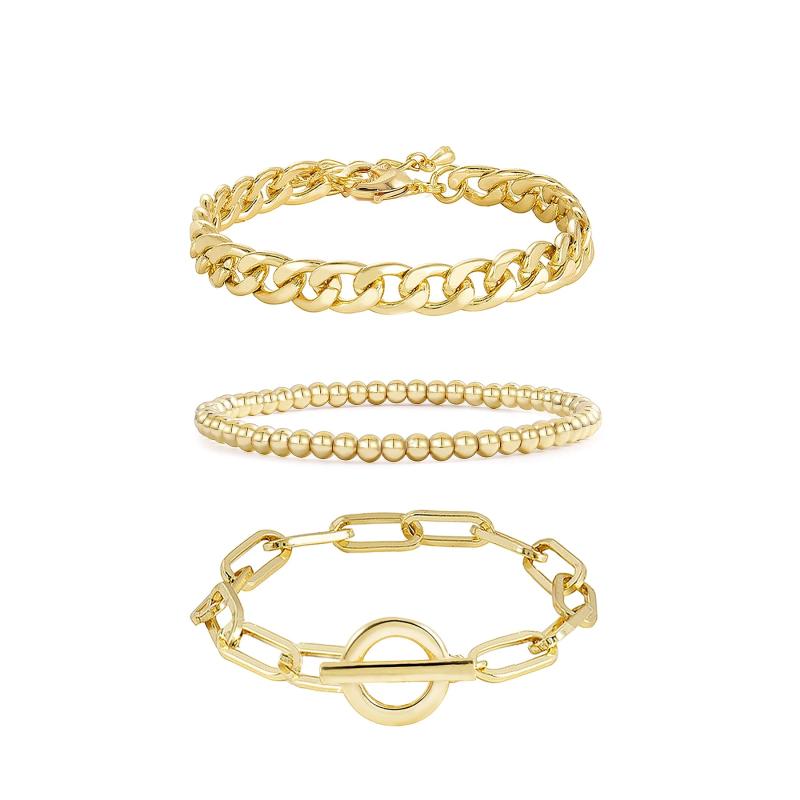 3PCS/Set Stainless Steel Paperclip Link Chain Bracelet for Women