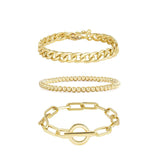 3PCS/Set Stainless Steel Paperclip Link Chain Bracelet for Women
