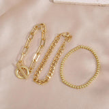 3PCS/Set Stainless Steel Paperclip Link Chain Bracelet for Women