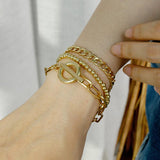 3PCS/Set Stainless Steel Paperclip Link Chain Bracelet for Women