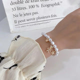 Pearl Bracelet Women's Rhinestone Bear Charm Jewelry Gift