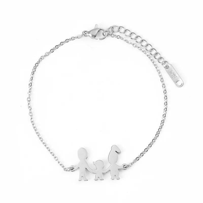 Stainless Steel Charm Bracelets Bangle Love Bracelet Mom Dad Daughter Family