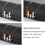 Stainless Steel Charm Bracelets Bangle Love Bracelet Mom Dad Daughter Family