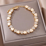Heart Zircon Stainless Steel Bracelet For Women Plated Adjustable Charm Bracelet