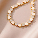 Heart Zircon Stainless Steel Bracelet For Women Plated Adjustable Charm Bracelet