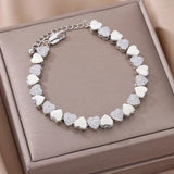Heart Zircon Stainless Steel Bracelet For Women Plated Adjustable Charm Bracelet