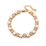 Heart Zircon Stainless Steel Bracelet For Women Plated Adjustable Charm Bracelet