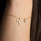 Stainless Steel Zodiac Birthstone Bracelet Charm Jewelry