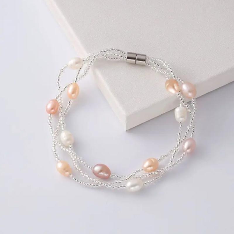 Women's Multilayer Pearl Beads Bracelet Cocktail Party Wedding Jewelry