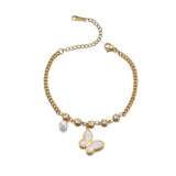 Stainless Steel Butterfly Charm Bangle Bracelet for Women