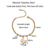 Stainless Steel Butterfly Charm Bangle Bracelet for Women
