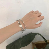 Bohemia 2 Layer Heart Charm Thick Chain Bracelet for Women