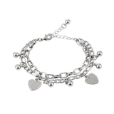 Bohemia 2 Layer Heart Charm Thick Chain Bracelet for Women