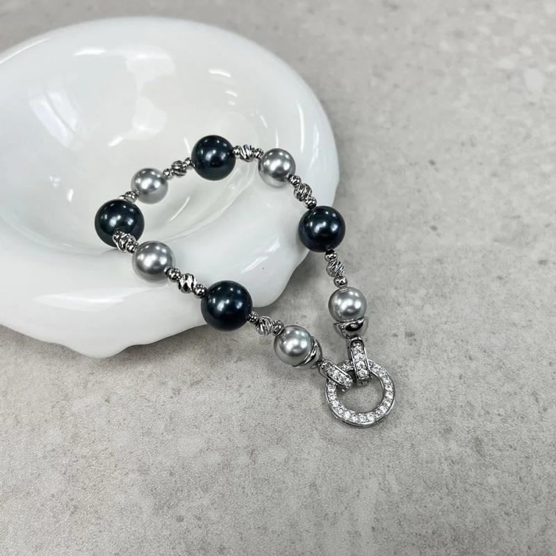 French Vintage Grey Pearl Bracelet Women Jewelry
