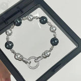 French Vintage Grey Pearl Bracelet Women Jewelry