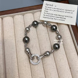French Vintage Grey Pearl Bracelet Women Jewelry