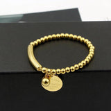 Stainless Steel Ball Beads Bracelet with Circle Tag Charm