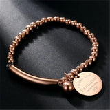 Stainless Steel Ball Beads Bracelet with Circle Tag Charm