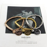 Stainless Steel Ball Beads Bracelet with Circle Tag Charm