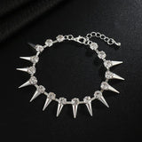 Rhinestone Charm Rivet Bracelet Bling Crystal Link Chain Jewelry